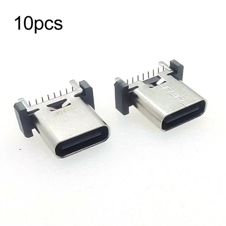10 unidades de conector hembra vertical SMT USB tipo C de 16 pines para puerto de carga, Height 10.0mm, Height 10.5mm