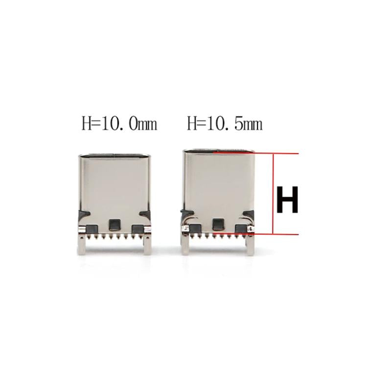 10 unidades de conector hembra vertical SMT USB tipo C de 16 pines para puerto de carga, Height 10.0mm, Height 10.5mm