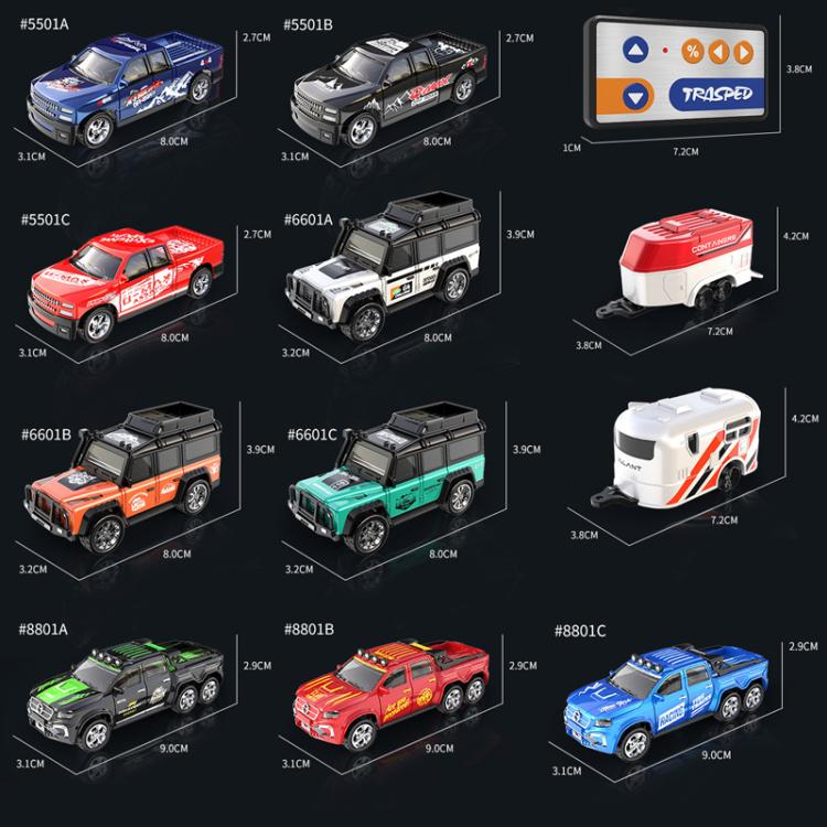 Coche teledirigido en miniatura de aleación a escala 1:64 con luces, modelo de coche de juguete., 6601 White, 6601 Green, 5501 Black, 5501 Red, 5501 Blue, 8801 Black, 8801 Red, 8801 Blue, 6601 White With Hanging Box, 6601 Green With Hanging Box        ...