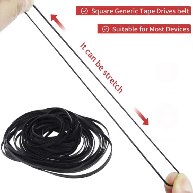 Mezcla de cinturones de goma surtidos CD DVD Cassette Tape, 60pcs 0.5mm Square Fold Length 40-100mm, 30pcs 0.7mm Square Fold Length 45-120mm, 20pcs 1mm Square Fold Length 35-85mm, 20pcs 1mm Square Fold Length 90-135mm                                   ...