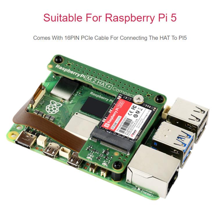 Tarjeta de expansión compacta con interfaz PCIe a M.2 para Raspberry Pi Original Pi5 de WAVESHARE (versión compacta)