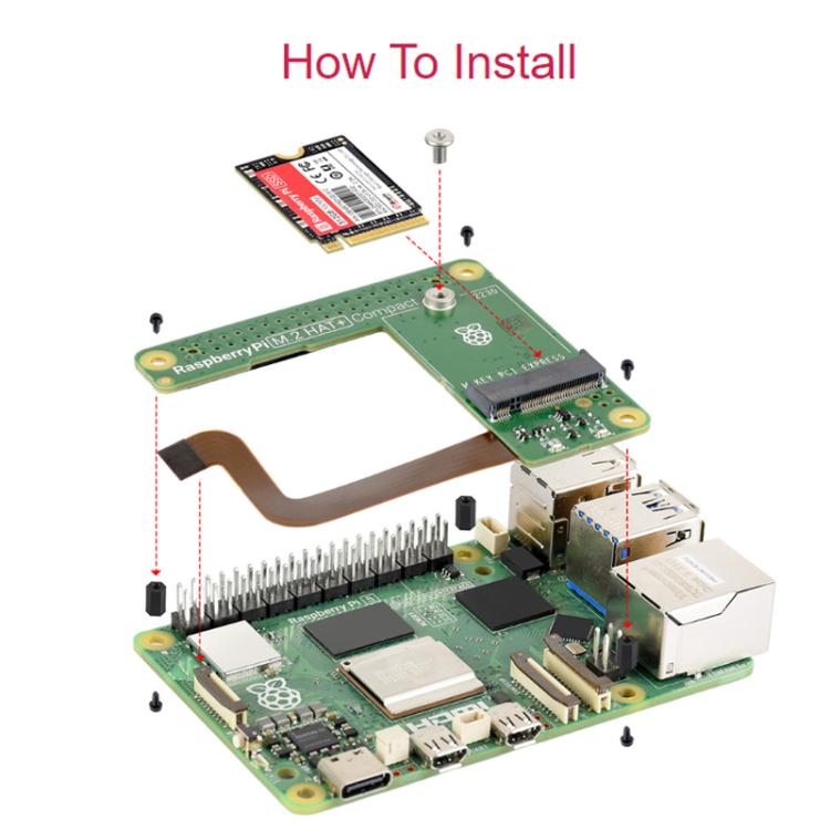 Tarjeta de expansión compacta con interfaz PCIe a M.2 para Raspberry Pi Original Pi5 de WAVESHARE (versión compacta)