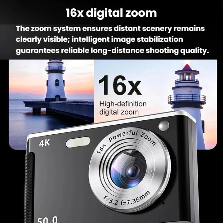 Cámara digital M06 4K HD para estudiantes con zoom 16X y cámara CCD retro.