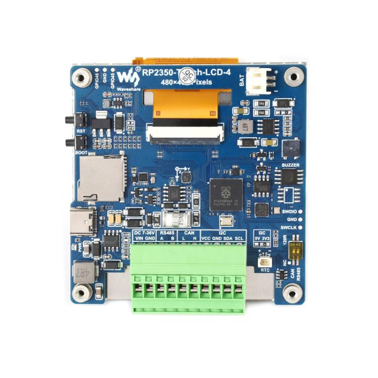 Placa de desarrollo de alto rendimiento WAVESHARE RP2350 con resolución de 480 x 480., Without Touch Screen