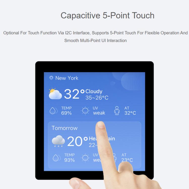 Placa de desarrollo de alto rendimiento WAVESHARE RP2350 con resolución de 480 x 480., With Touch Screen