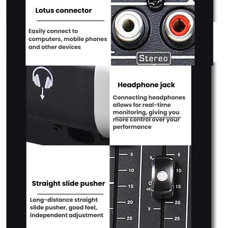 Mezclador digital MDX22 USB Bluetooth Alimentación fantasma de 48 V DSP, US Plug, EU Plug, UK Plug, AU Plug