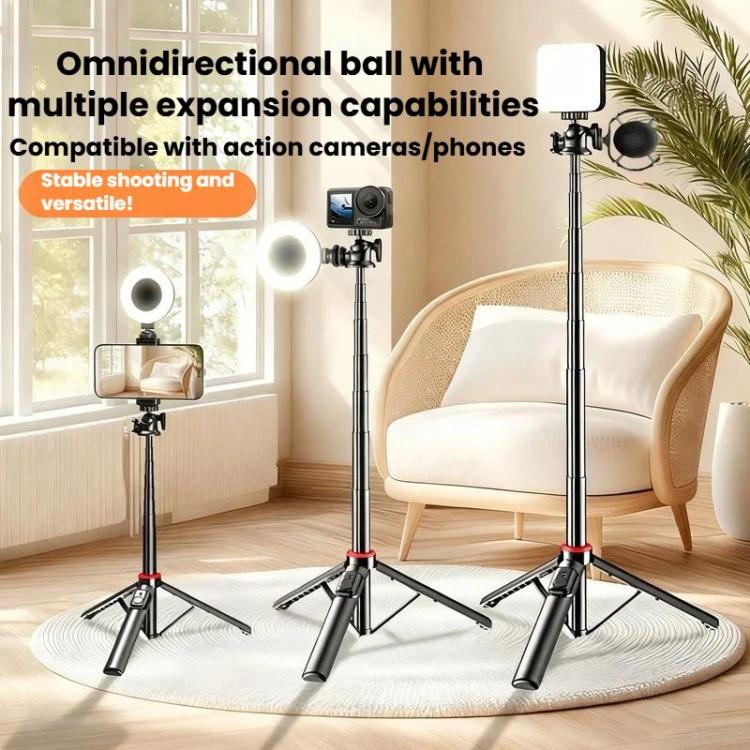 Trípode portátil con control remoto C15 para selfies, compatible con teléfonos y cámaras de acción., 1/4 inch Adapter, Magnetic Quick-Release