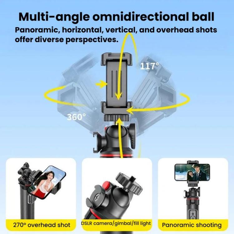 Trípode portátil con control remoto C15 para selfies, compatible con teléfonos y cámaras de acción., 1/4 inch Adapter, Magnetic Quick-Release