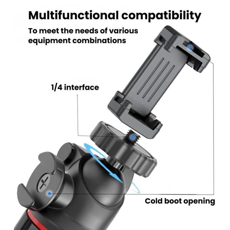 Trípode portátil con control remoto C15 para selfies, compatible con teléfonos y cámaras de acción., 1/4 inch Adapter, Magnetic Quick-Release