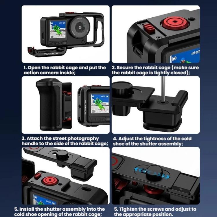 Accesorio para cámara deportiva de mano con base magnética de liberación rápida Flymile para DJI Osmo Action 6