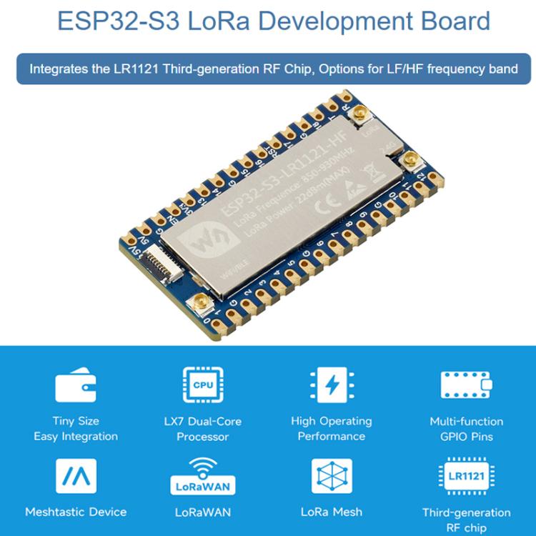 Placa de desarrollo Waveshare ESP32-S3 LoRa con chip RF LR1121 de tercera generación., HF Version, LF Version, HF Kit, LF Kit