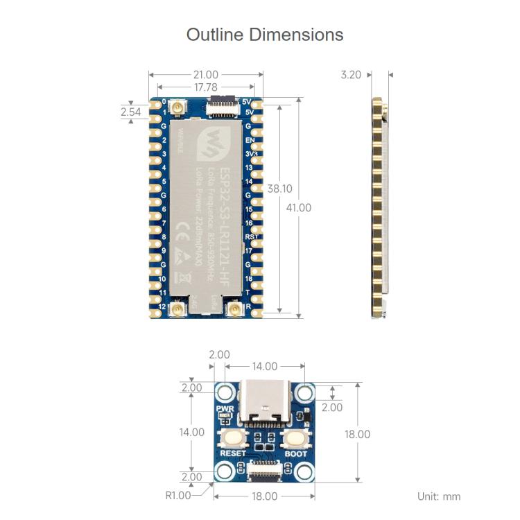 Placa de desarrollo Waveshare ESP32-S3 LoRa con chip RF LR1121 de tercera generación., HF Version, LF Version, HF Kit, LF Kit