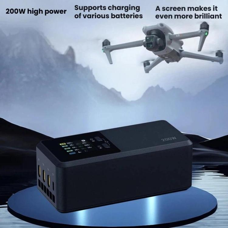 Cargador de 3 canales LKTOP UC342 de 200 W para DJI Air 3 / 3S, ideal para fotografía aérea., US Plug, EU Plug