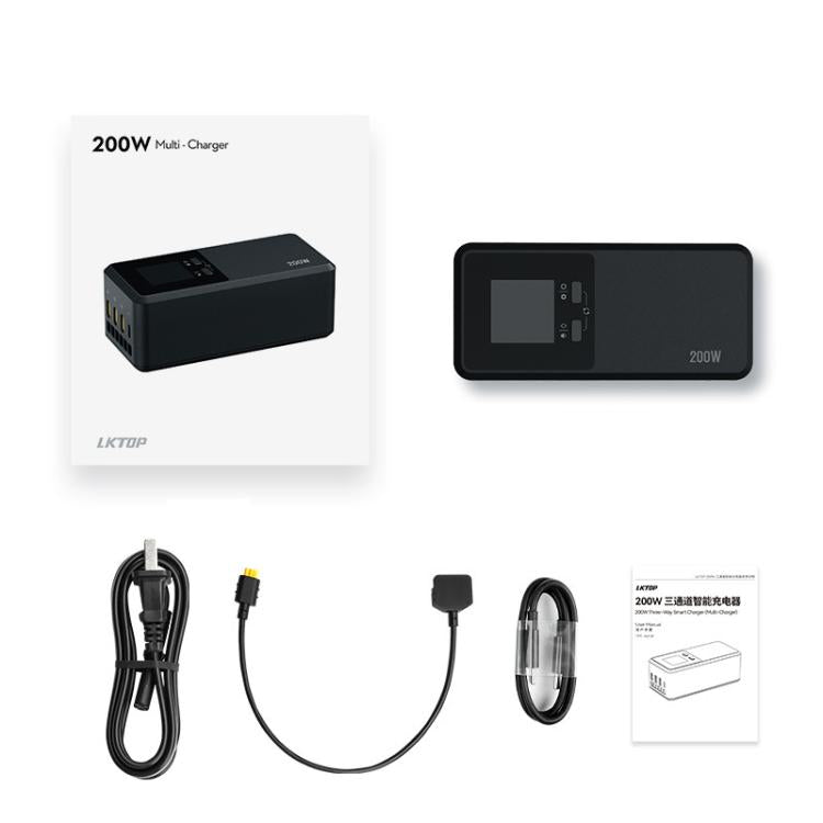 Cargador de 3 canales LKTOP UC342 de 200 W para DJI Air 3 / 3S, ideal para fotografía aérea., US Plug, EU Plug