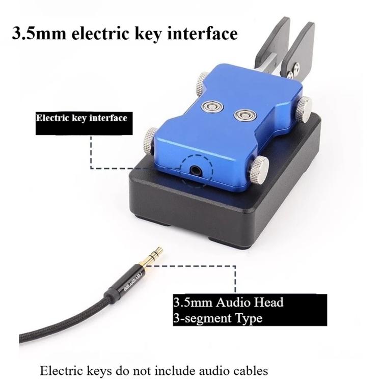 Radio de onda corta con audio de 3,5 mm, doble paleta, llave automática y código Morse., Titanium Gray, Blue, Red