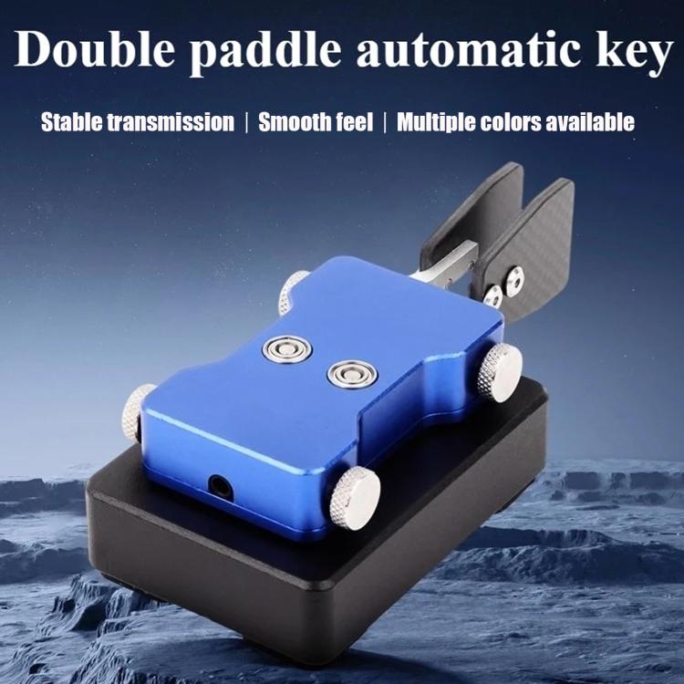 Radio de onda corta con audio de 3,5 mm, doble paleta, llave automática y código Morse., Titanium Gray, Blue, Red
