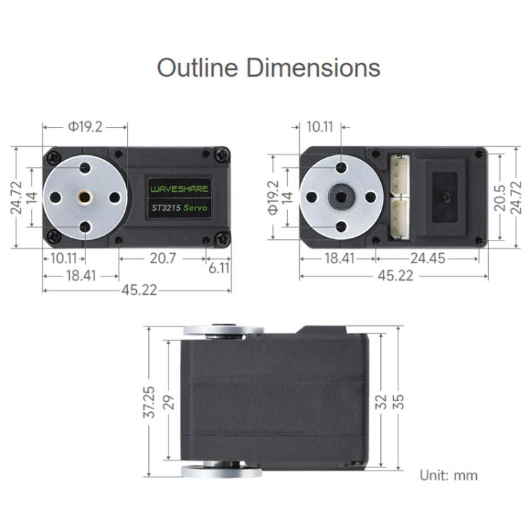 Servomotor de bus serie con codificador magnético de 360 grados de alta precisión y alto par WAVESHARE, 33014