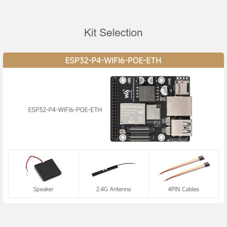 La placa de desarrollo WAVESHARE ESP32-P4-WIFI6-POE-ETH admite alimentación a través de Ethernet (PoE)., Basic Package