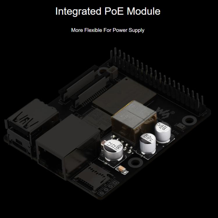 La placa de desarrollo WAVESHARE ESP32-P4-WIFI6-POE-ETH admite alimentación por Ethernet (PoE)., Package C
