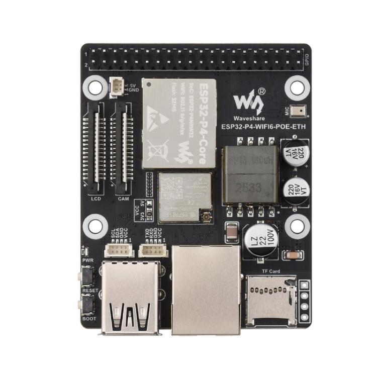 La placa de desarrollo WAVESHARE ESP32-P4-WIFI6-POE-ETH admite alimentación a través de Ethernet (PoE)., Package D