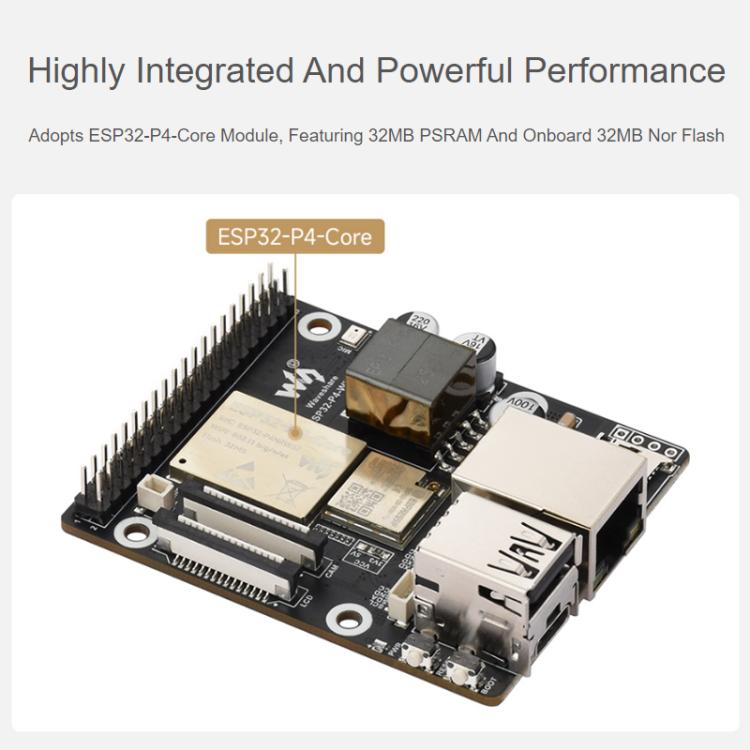 La placa de desarrollo WAVESHARE ESP32-P4-WIFI6-POE-ETH admite alimentación a través de Ethernet (PoE)., Package D