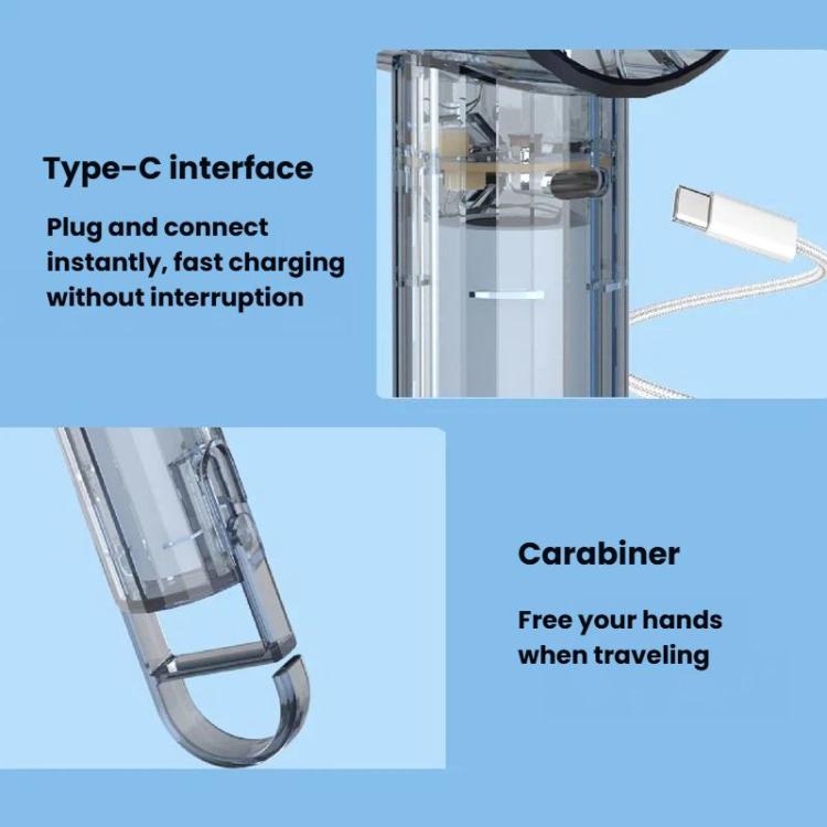 Ventilador de espejo con carga USB, mini ventilador portátil para exteriores con clip de mosquetón.