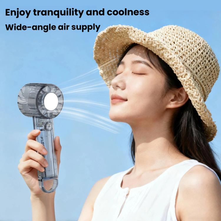 Ventilador de espejo con carga USB, mini ventilador portátil para exteriores con clip de mosquetón.