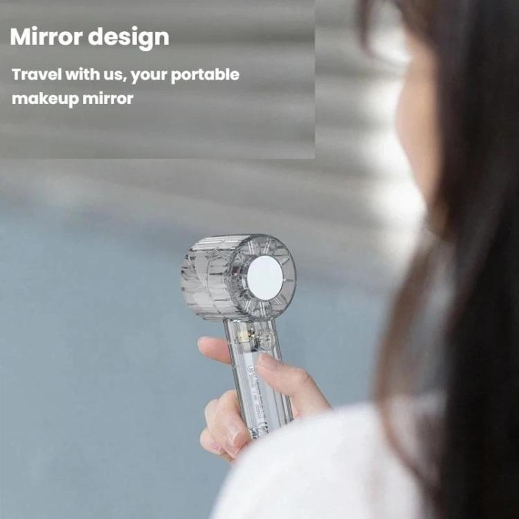 Ventilador de espejo con carga USB, mini ventilador portátil para exteriores con clip de mosquetón.