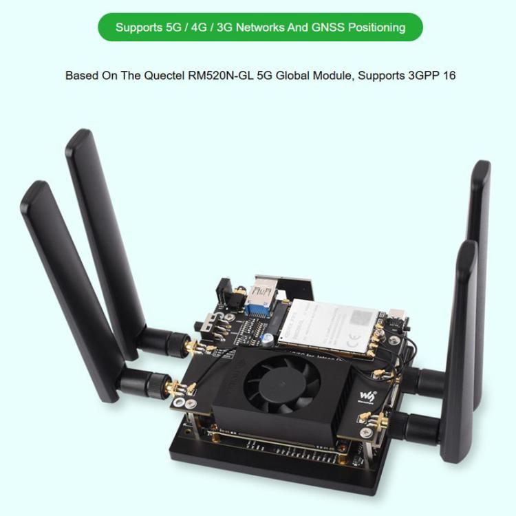 Módulo WAVESHARE 5G / 4G / 3G, incluye módulo RM520N-GL, compatible con redes 5G NSA y SA, posicionamiento GNSS., 32256