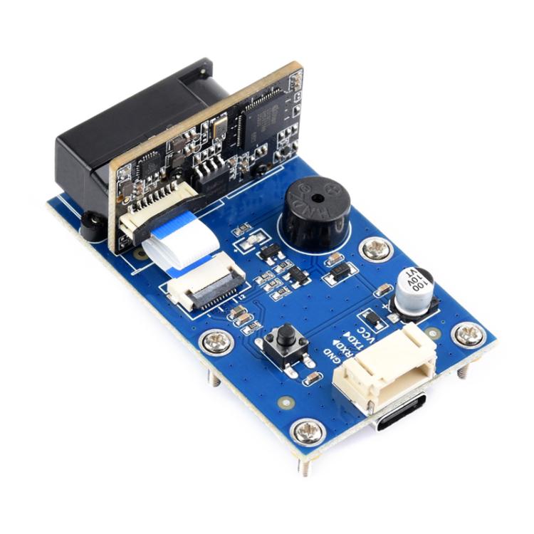 Módulo de escaneo de código QR de código de barras WAVESHARE tipo E con carcasa metálica, lectura de código DPM e interfaces duales USB UART integradas., 32387
