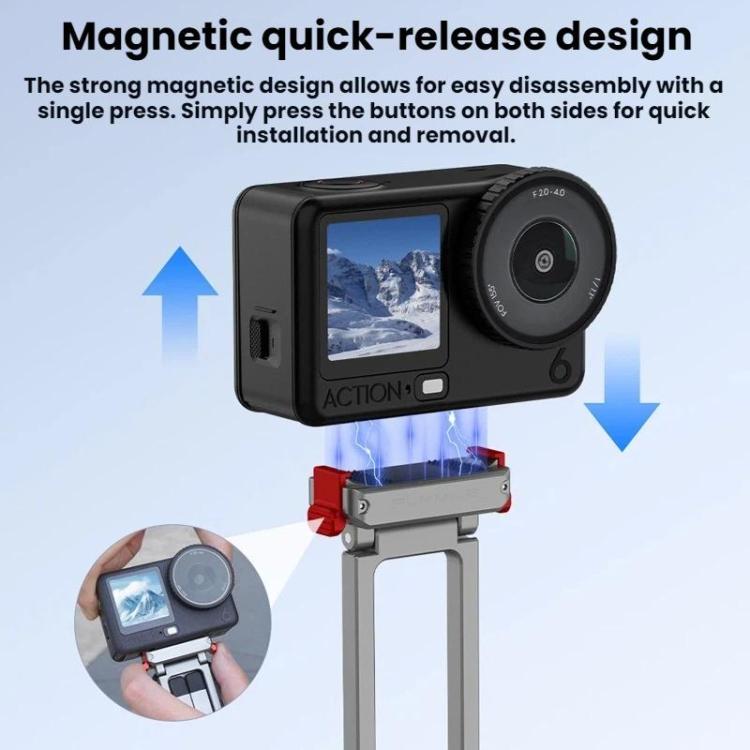 Soporte magnético de liberación rápida para trípode y clip con mosquetón Flymile para DJI Osmo Action 6 / Nano, AC6035