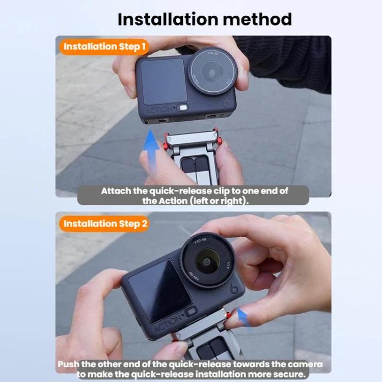 Soporte magnético de liberación rápida para trípode y clip con mosquetón Flymile para DJI Osmo Action 6 / Nano, AC6035