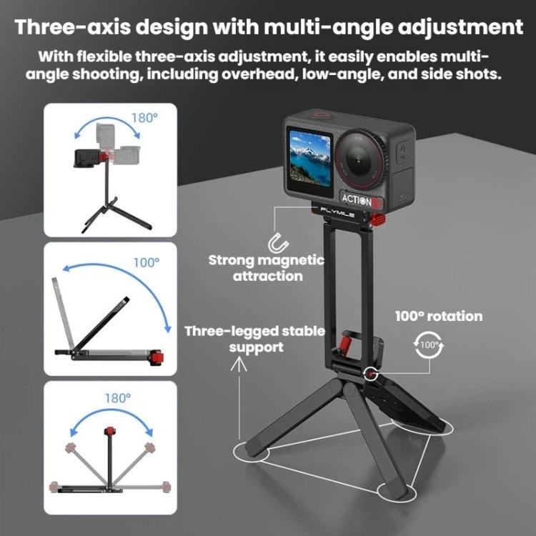 Soporte magnético de liberación rápida para trípode con clip de mosquetón para DJI Osmo Action 3 / 4 / 5 Pro, AC5027