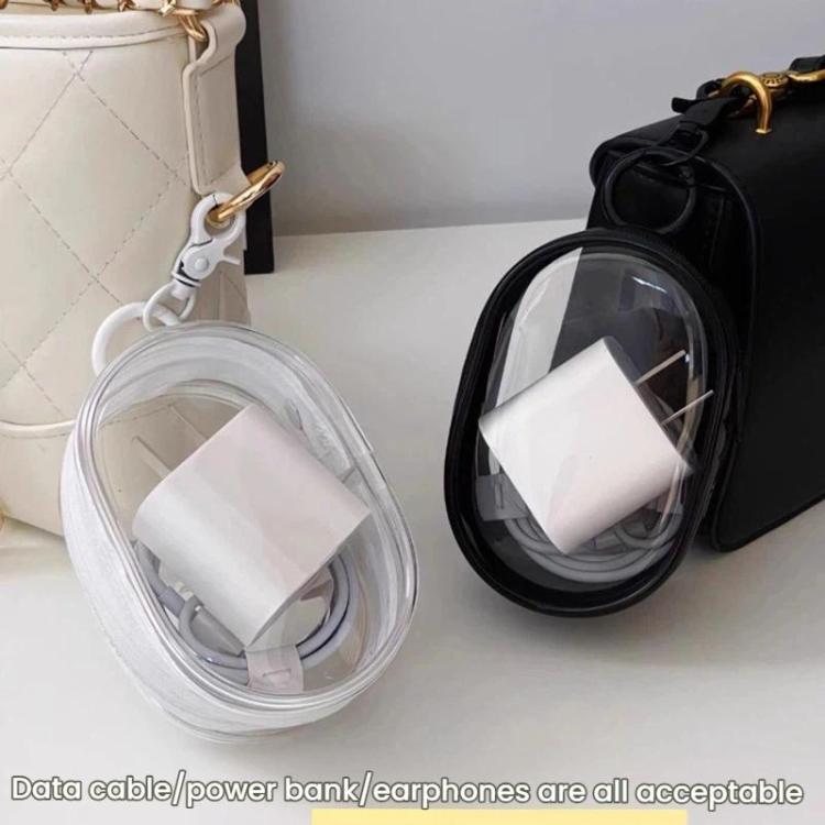 2 unidades de cable de datos, cargador, bolsa de almacenamiento transparente, estuche portátil para auriculares, With Keychain