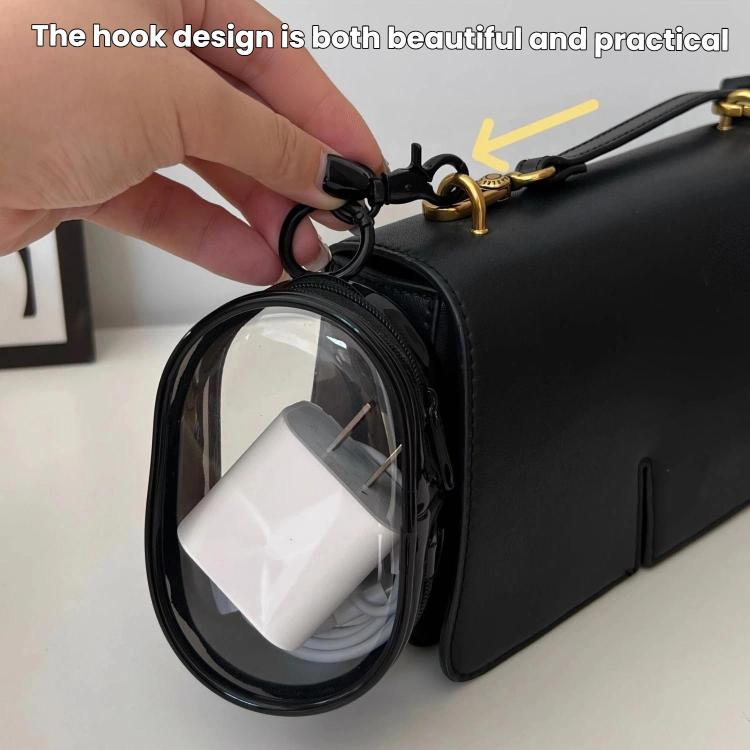 2 unidades de cable de datos, cargador, bolsa de almacenamiento transparente, estuche portátil para auriculares, With Keychain
