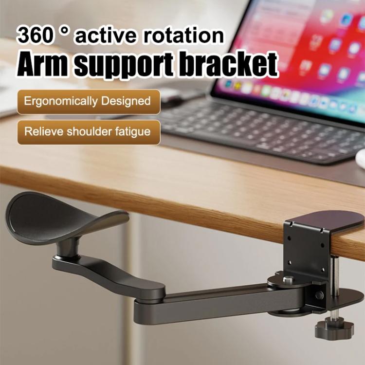 Reposabrazos ergonómico para escritorio de ordenador con rotación de 360 grados, soporte de brazo con abrazadera y extensor de reposabrazos para teclado.