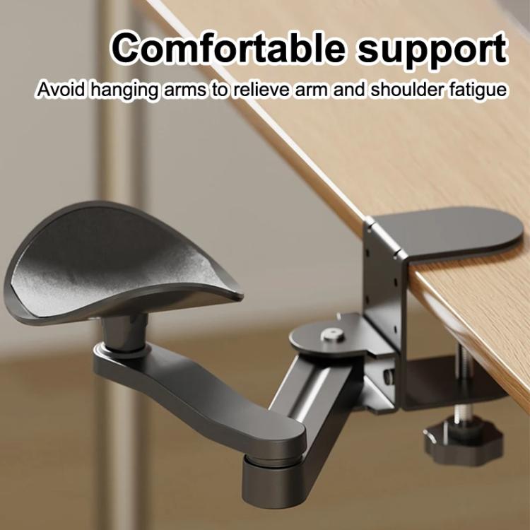 Reposabrazos ergonómico para escritorio de ordenador con rotación de 360 grados, soporte de brazo con abrazadera y extensor de reposabrazos para teclado.