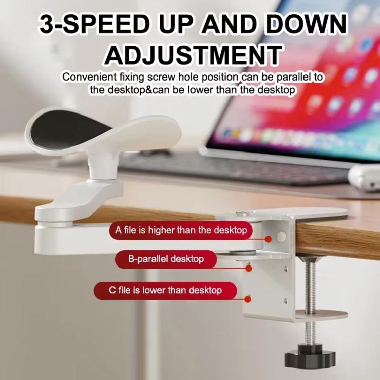 Reposabrazos ergonómico para escritorio de ordenador con rotación de 360 grados, soporte de brazo con abrazadera y extensor de reposabrazos para teclado.