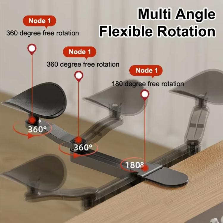 Reposabrazos ergonómico para escritorio de ordenador con rotación de 360 grados, soporte de brazo con abrazadera y extensor de reposabrazos para teclado.