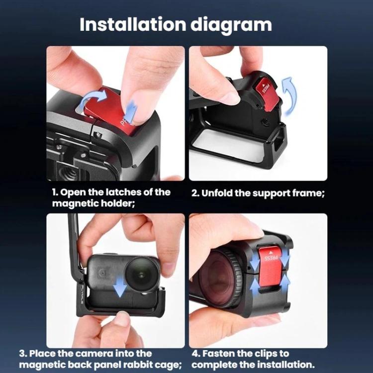 Soporte de expansión magnético Flymile para DJI Osmo Nano, marco protector de jaula metálica, ON014