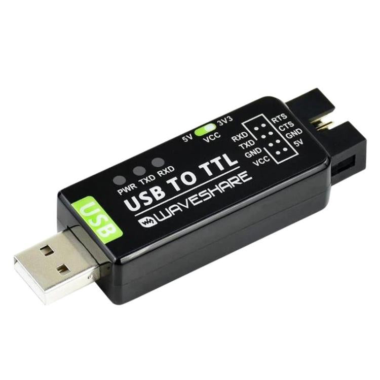 Convertidor USB a TTL industrial, FT232RNL original, protección múltiple y soporte para sistemas., 17939