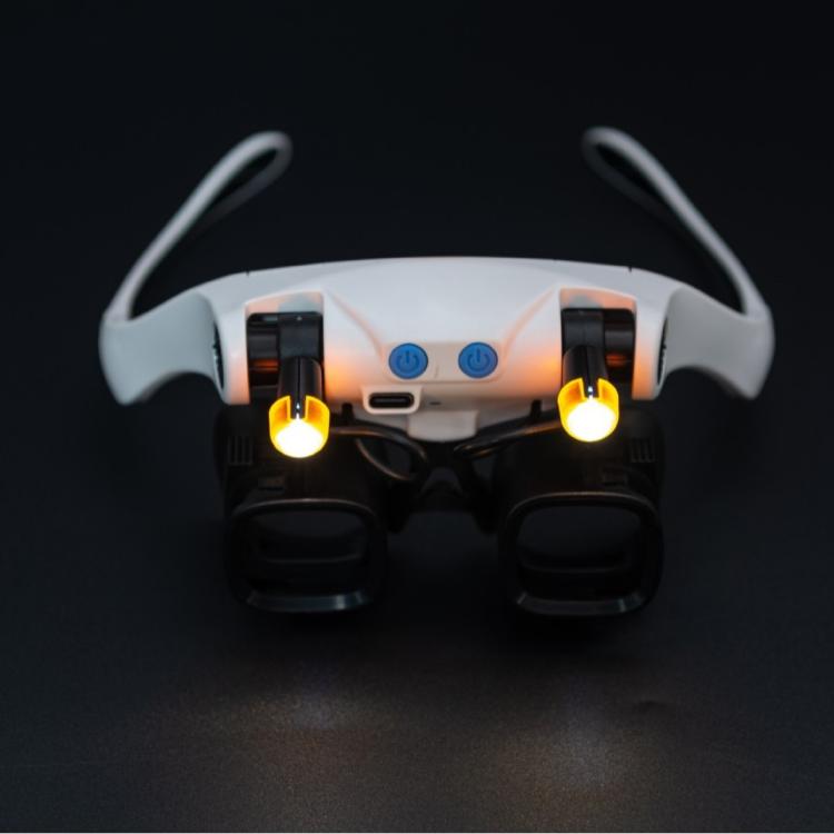 Lupa de diadema recargable por USB con 5 pares de lentes intercambiables (2X, 4X, 6X, 10X, 13X) y doble luz LED., RJS223-21SXC