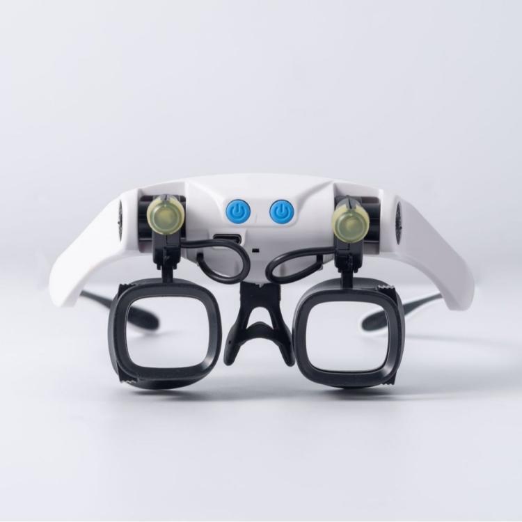 Lupa de diadema recargable por USB con 5 pares de lentes intercambiables (2X, 4X, 6X, 10X, 13X) y doble luz LED., RJS223-21SXC