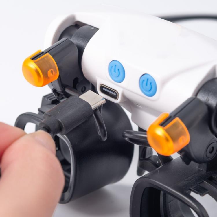 Lupa de diadema recargable por USB con 5 pares de lentes intercambiables (2X, 4X, 6X, 10X, 13X) y doble luz LED., RJS223-21SXC