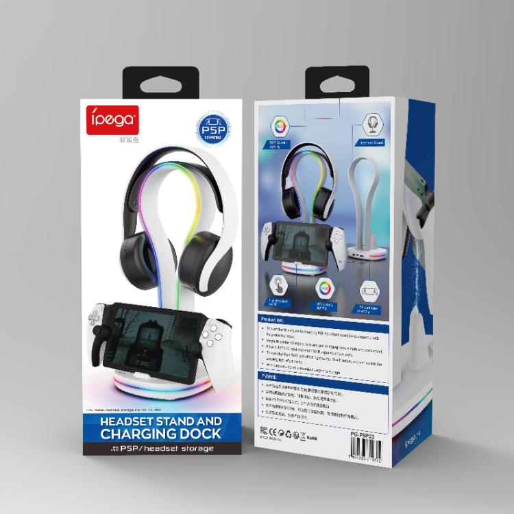 Base de carga magnética ipega Portal para PS5 con luces RGB y soporte para auriculares