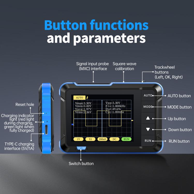 Osciloscopio digital pequeño portátil FNIRSI para mantenimiento, Standard, Upgrade