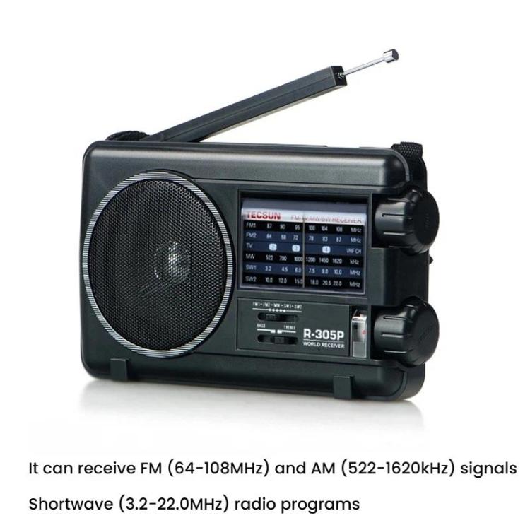 Radio portátil retro de banda completa TECSUN R-305P con dial analógico y DSP., R-305P