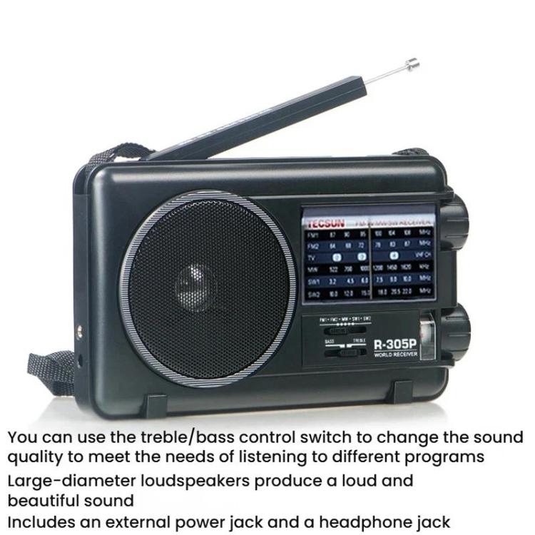Radio portátil retro de banda completa TECSUN R-305P con dial analógico y DSP., R-305P