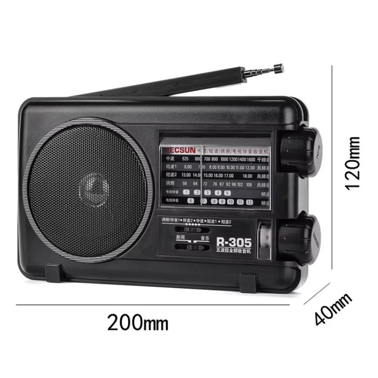 Radio portátil retro de banda completa TECSUN R-305P con dial analógico y DSP., R-305P