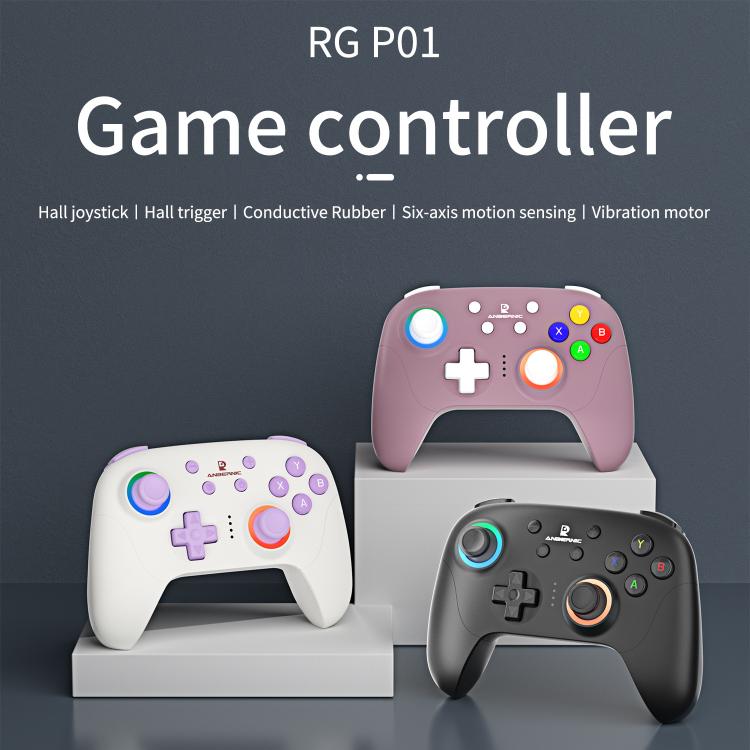 Controlador de juegos multiplataforma ANBERNIC RGP01 para PC/Switch/Steam con joystick y gatillos con efecto Hall, conectividad de 3 modos, RGB, White, Black, Purple, With Receiver White, With Receiver Black, With Receiver Purple